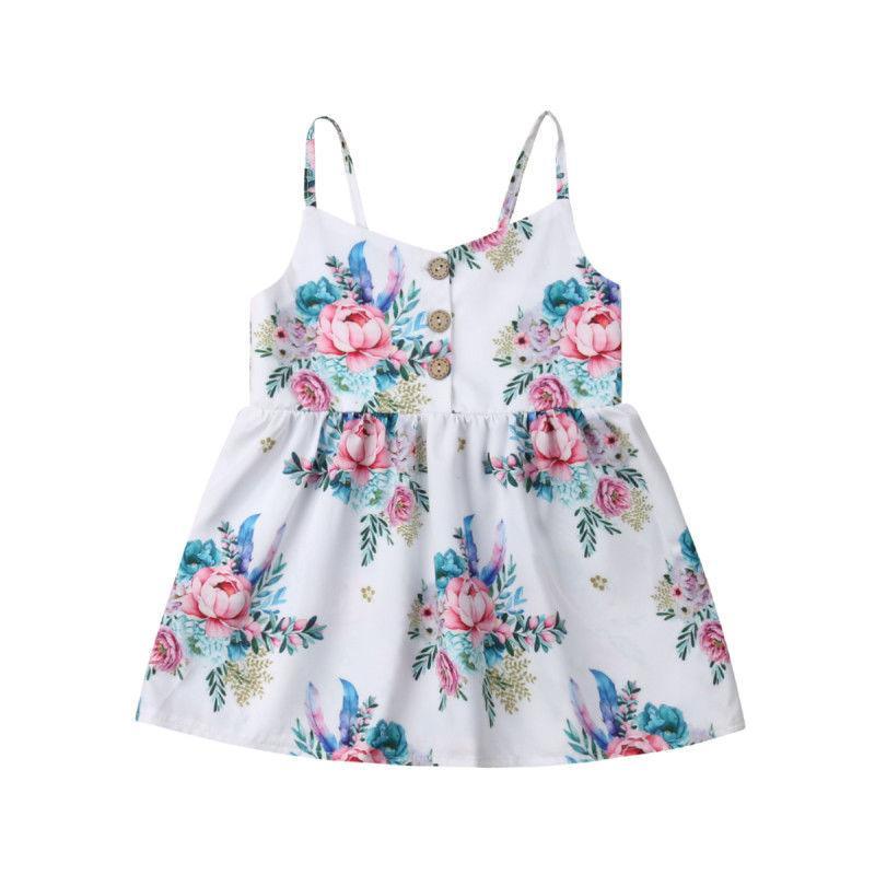 Toddler Girls Floral Bohemian Sleeveless V-Neck Party Dress