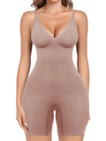 overflair Shapewear Bodysuit for Women Tummy Control Deep V Neck Body Shaper Butt Lifting Fajas Seamless Thigh Slimmer Shorts Nude L