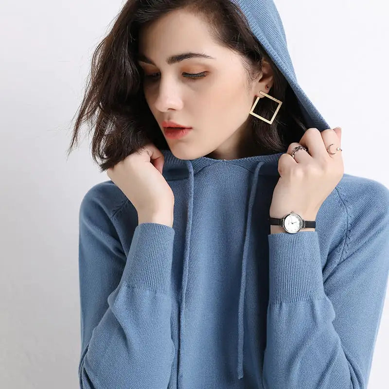 Women's Lightweight Pullover Hooded Knit Sweater - Image 7
