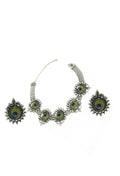 Oxidised silver-plated choker with peacock wing motifs