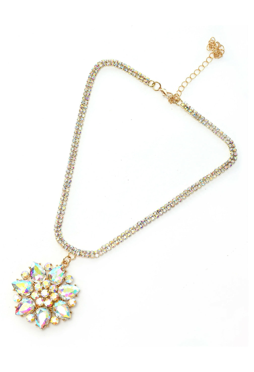 Statement AD Stone Long Necklace with Gold-Polished Finish