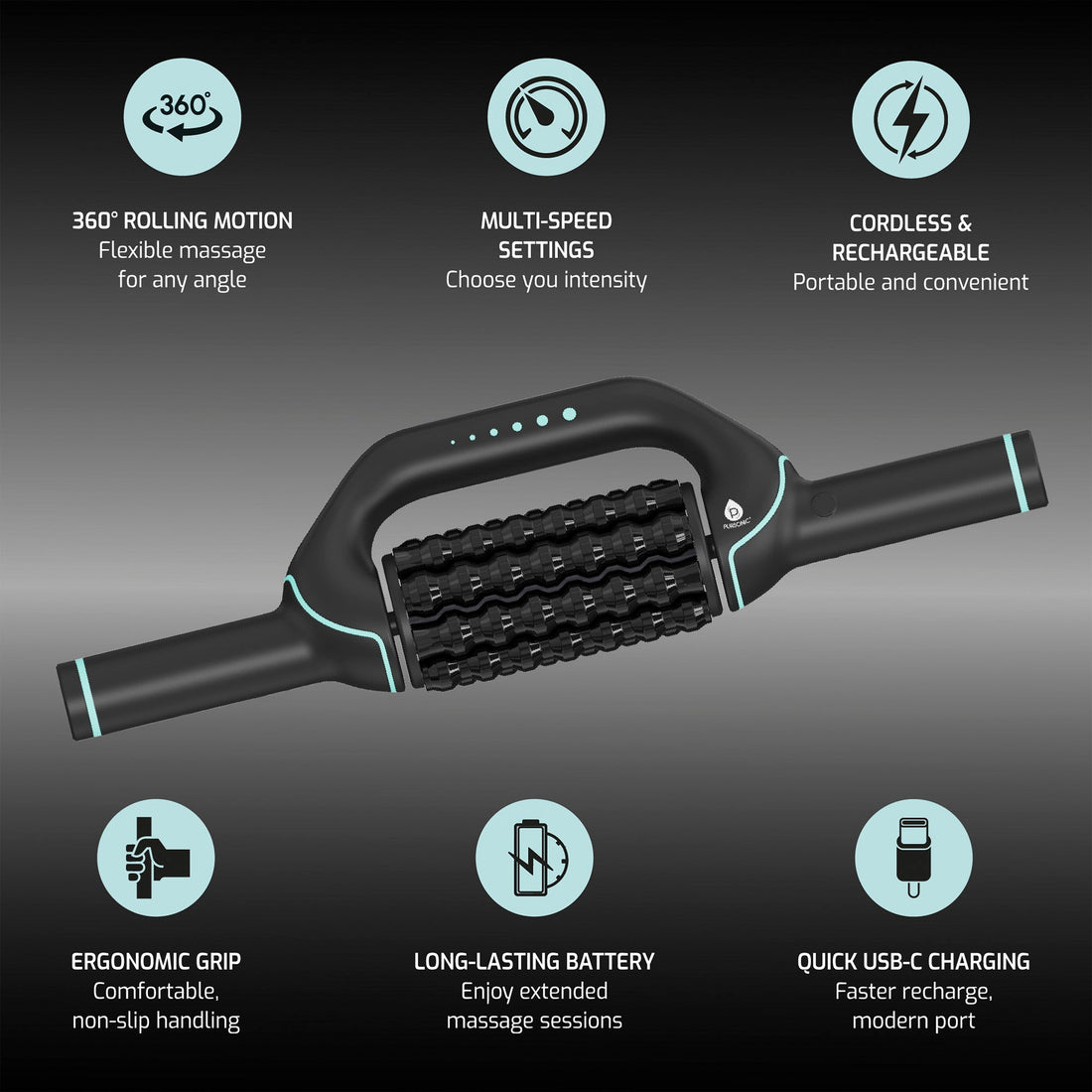 Ultimate Relaxation Bundle: Heated Chair Mat, Rechargeable Rolling Massager, and 3-Speed Massage Gun
