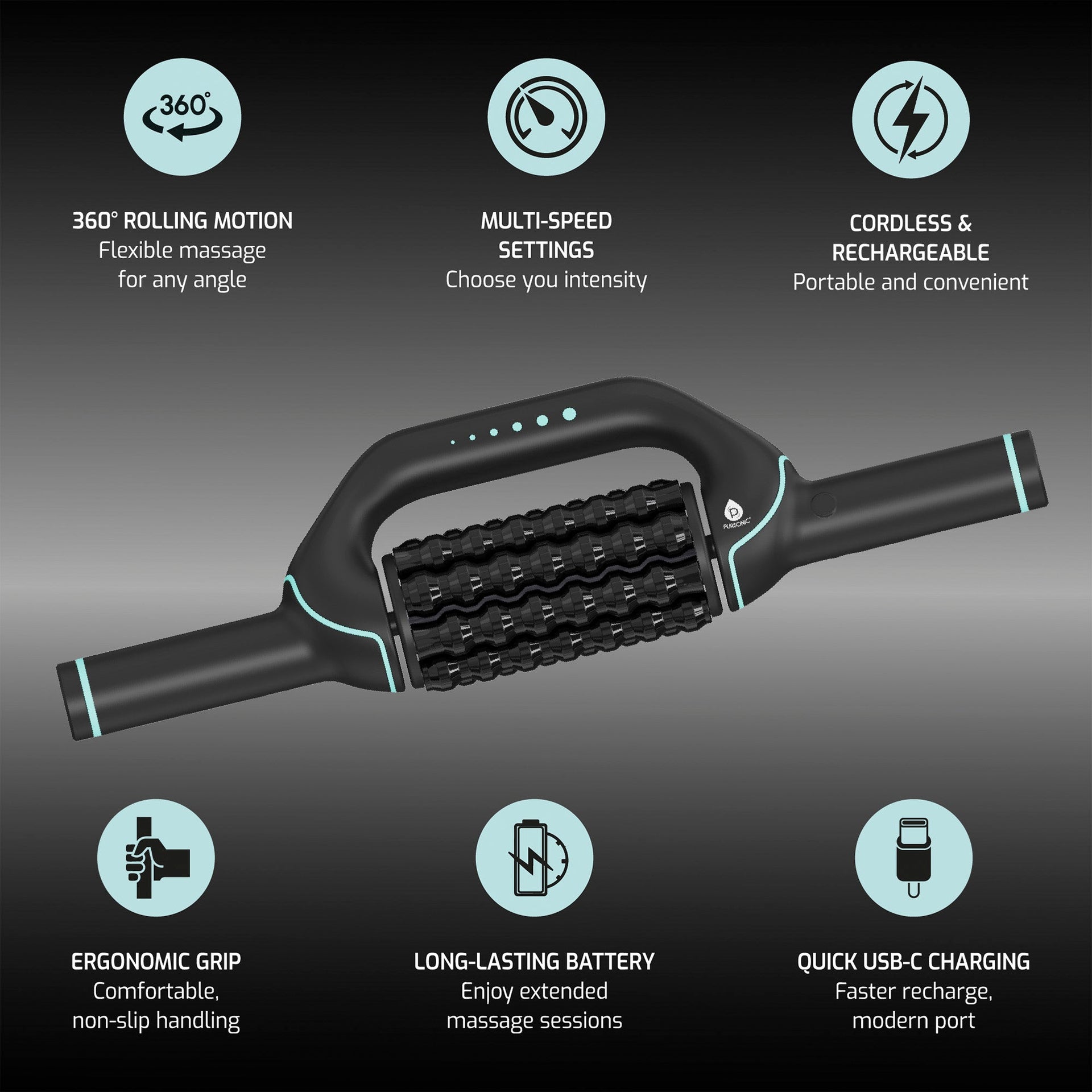 Ultimate Relaxation Bundle: Heated Chair Mat, Rechargeable Rolling Massager, and 3-Speed Massage Gun