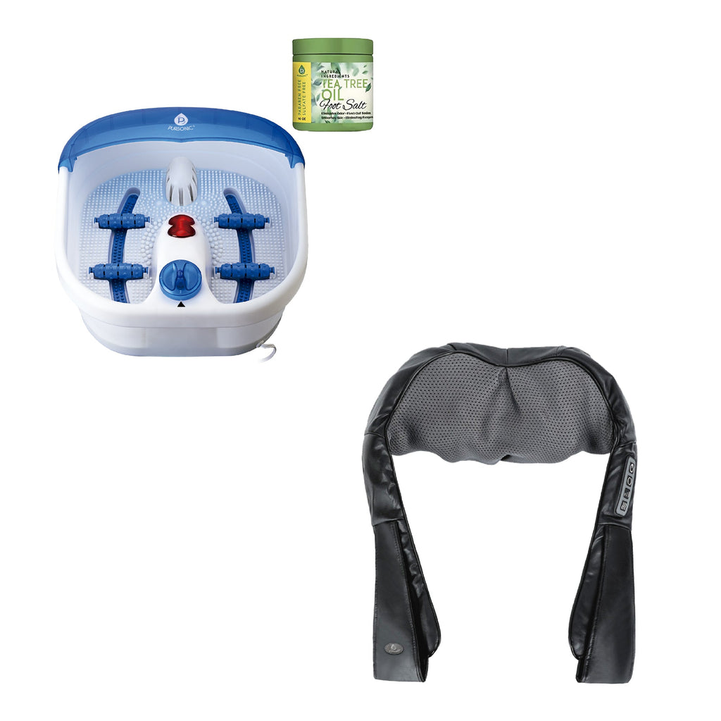Ultimate Recovery Bundle: Pursonic 3D Shiatsu Back Massager & Heated Foot Spa