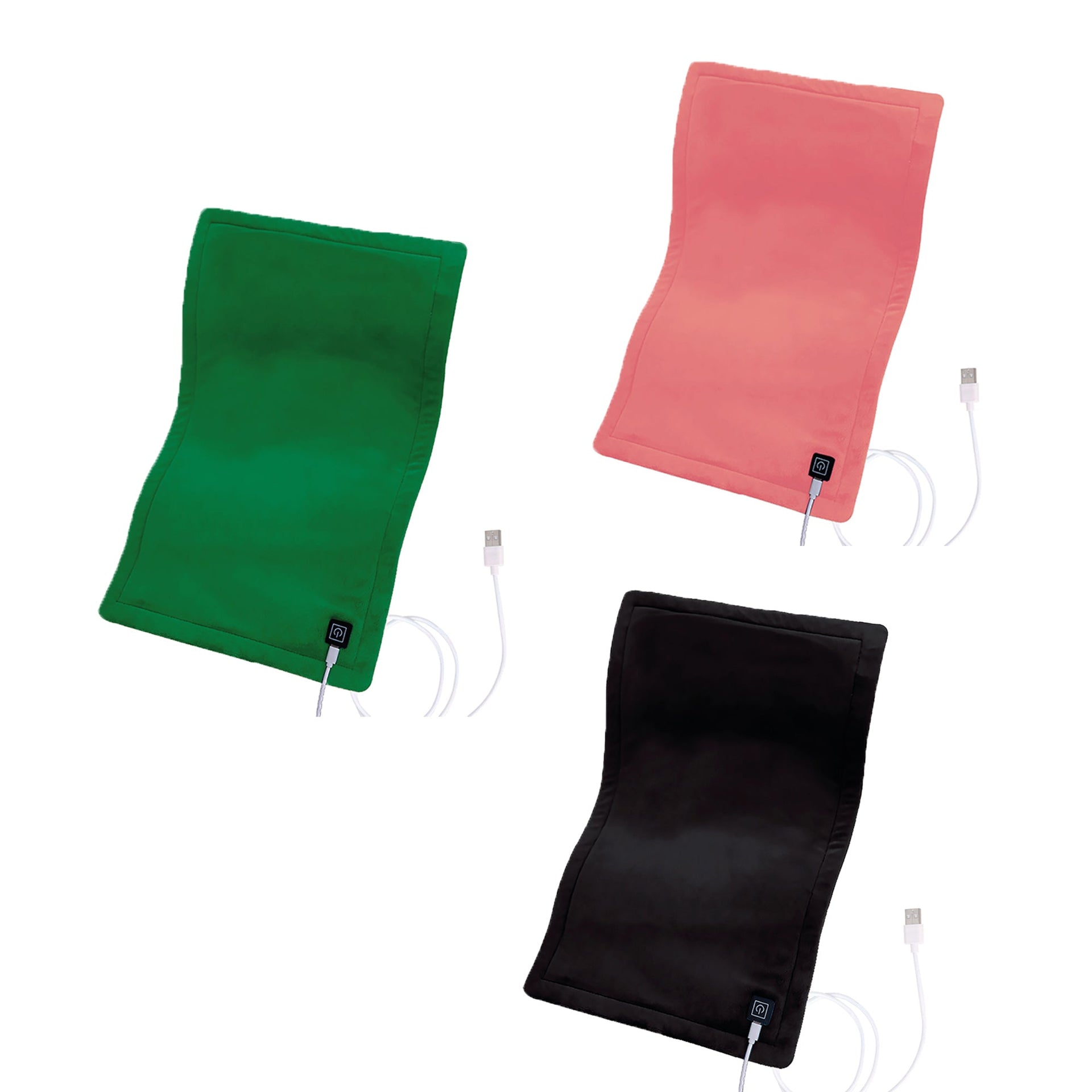Pursonic Comfort Trio – Extra Large Electric Heating Pads (Green, Pink & Black)