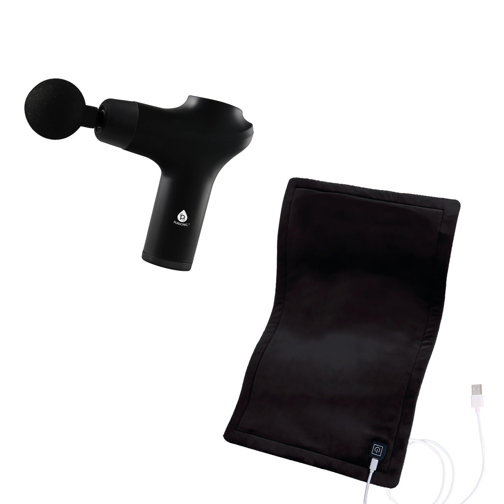 Pursonic Recovery & Relaxation Bundle – Extra Large Heating Pad + 3-Speed Massage Gun