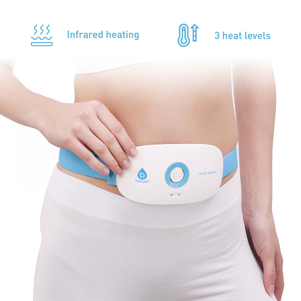 Pursonic Heat & Vibration Comfort Bundle – Chair Cushion Massager with Shiatsu Nodes + USB Rechargeable Stomach & Back Massager