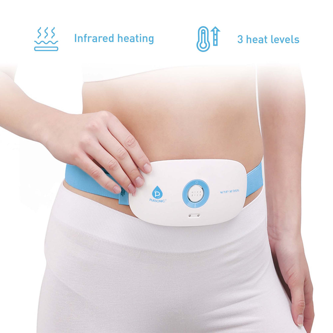 Pursonic Heat & Vibration Comfort Bundle – Chair Cushion Massager with Shiatsu Nodes + USB Rechargeable Stomach & Back Massager