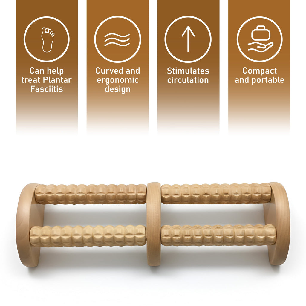 Wooden Foot Massager with Dual Rollers for Pain Relief - Image 2