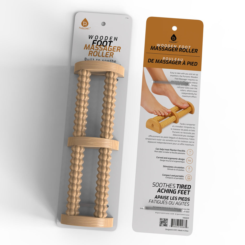 Wooden Foot Massager with Dual Rollers for Pain Relief - Image 4