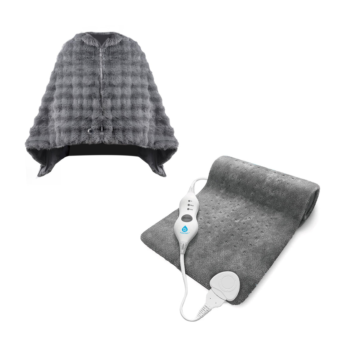 Pursonic Heated Poncho Shawl & XL Full Body Heating Pad