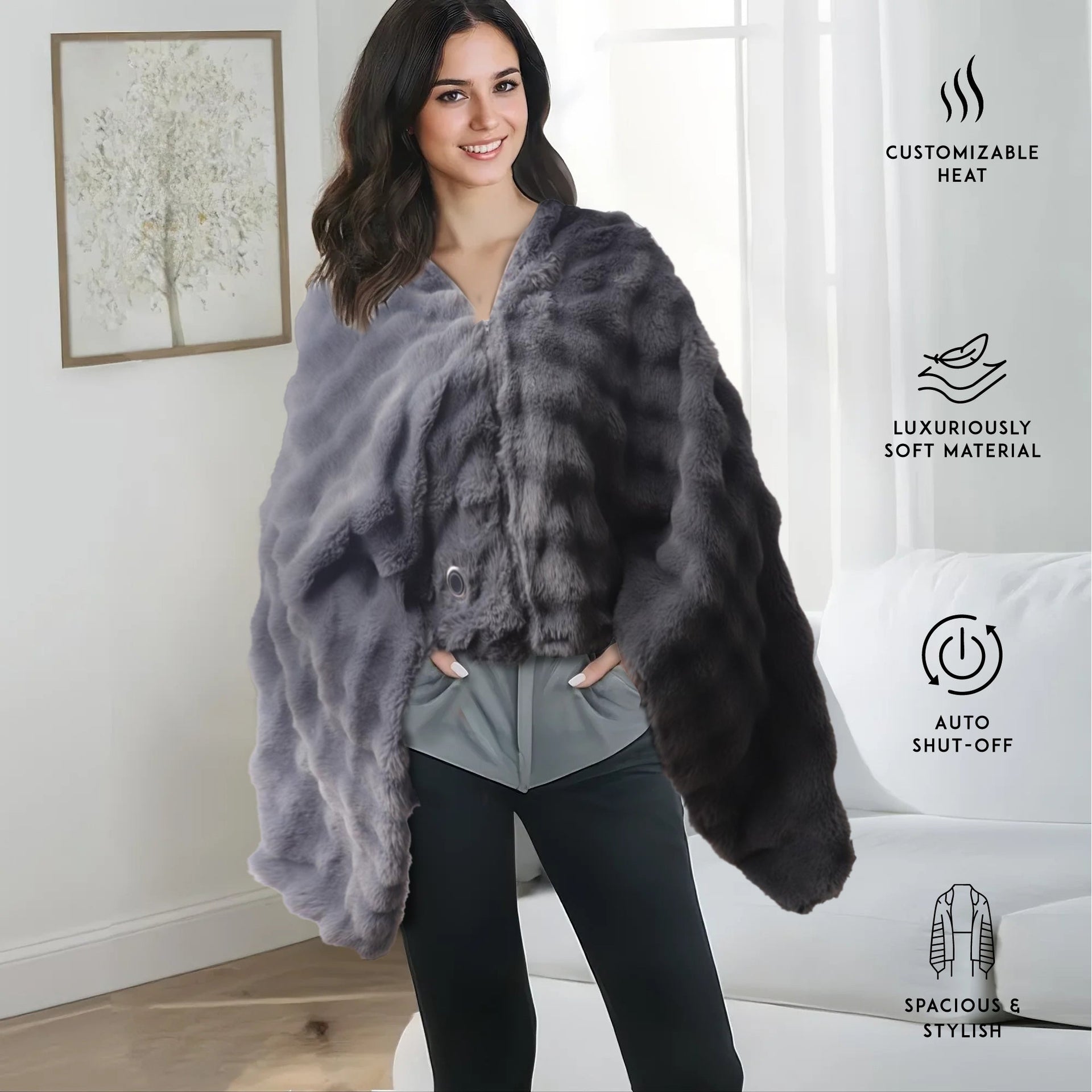 Electric Heated Poncho Shawl & Heated Vibrating Foot Spa Set