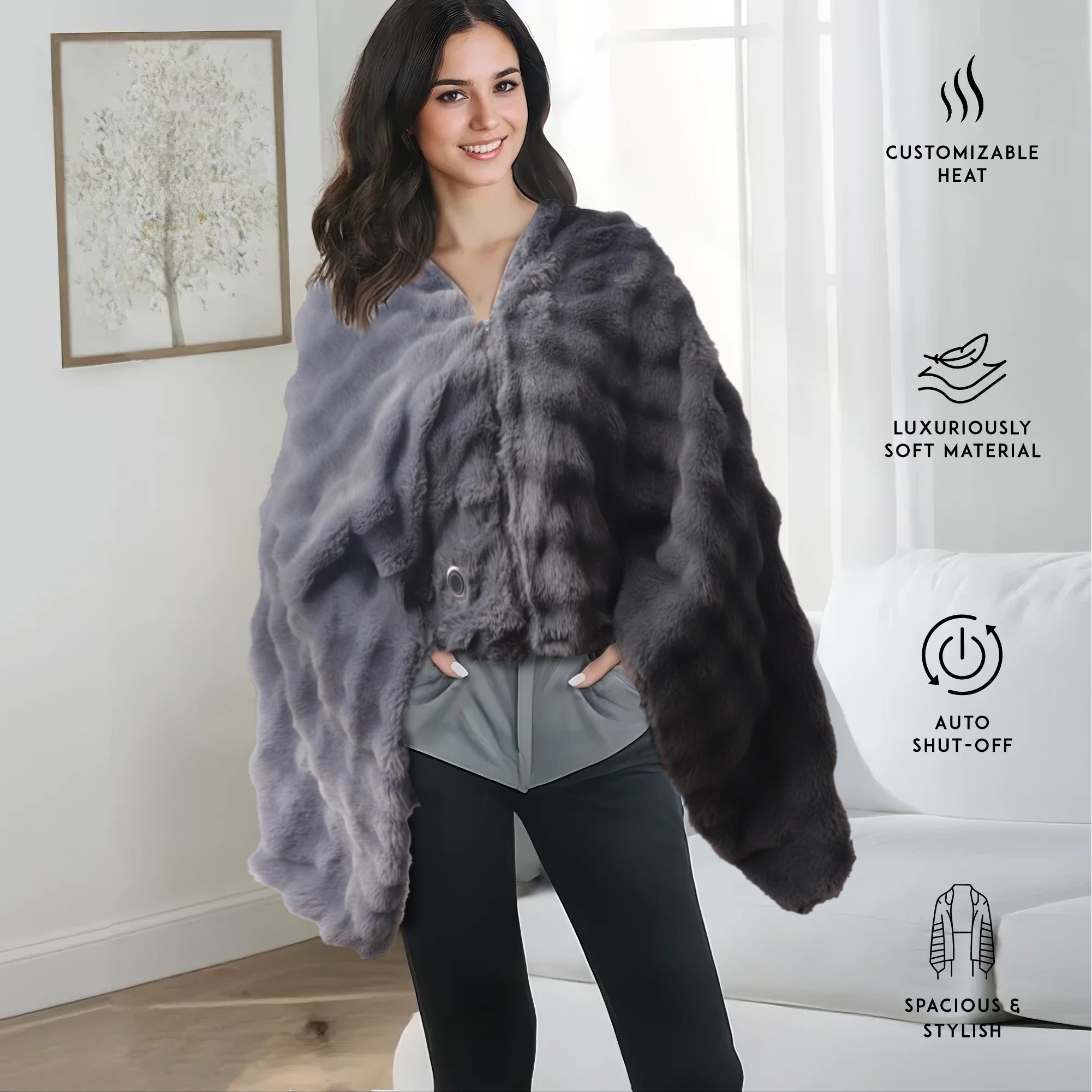 Electric Heated Poncho Shawl & Heated Vibrating Foot Spa Set