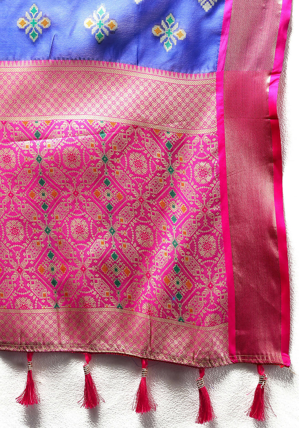 Blue Organza Silk Saree with Elegant Meenakari Weaving Design