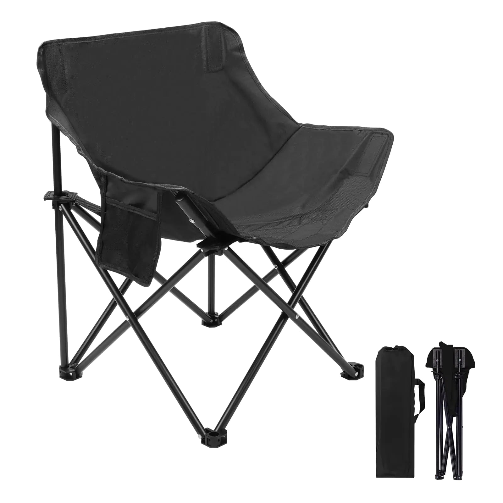 Portable Folding Chair for Sauna Fast Folding Chair with Carry Bag and Side Pocket Sauna Chairs for Adults Home Steam Sauna Chairs Carry Chair for Camping Tailgates Beach and Sports(Black)