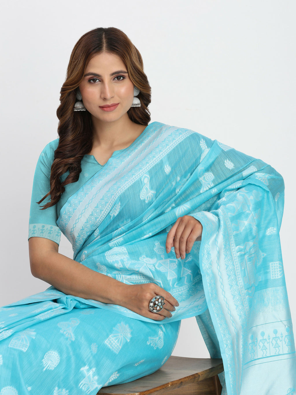 Grey Linen Cotton Saree with Matching Blouse Piece