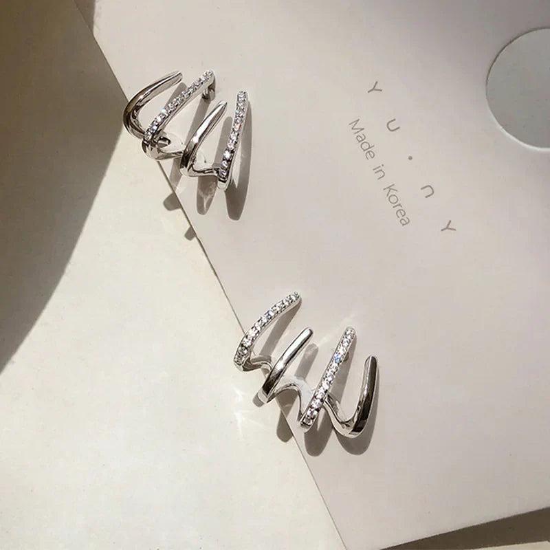 Women's Diamond-Cut Gold & Silver Ear Studs