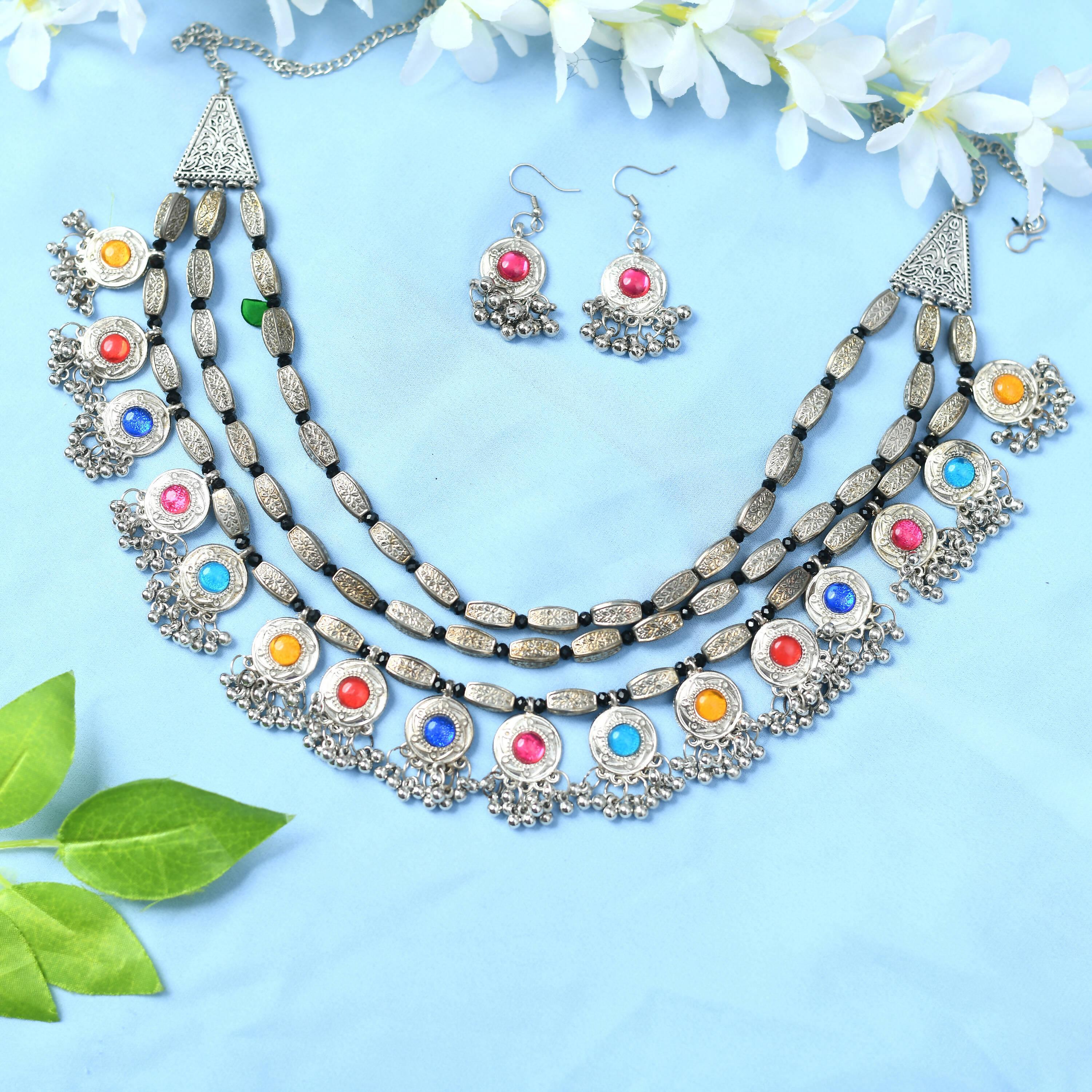 Handicraft finish multi-colored Kundan work long necklace for women