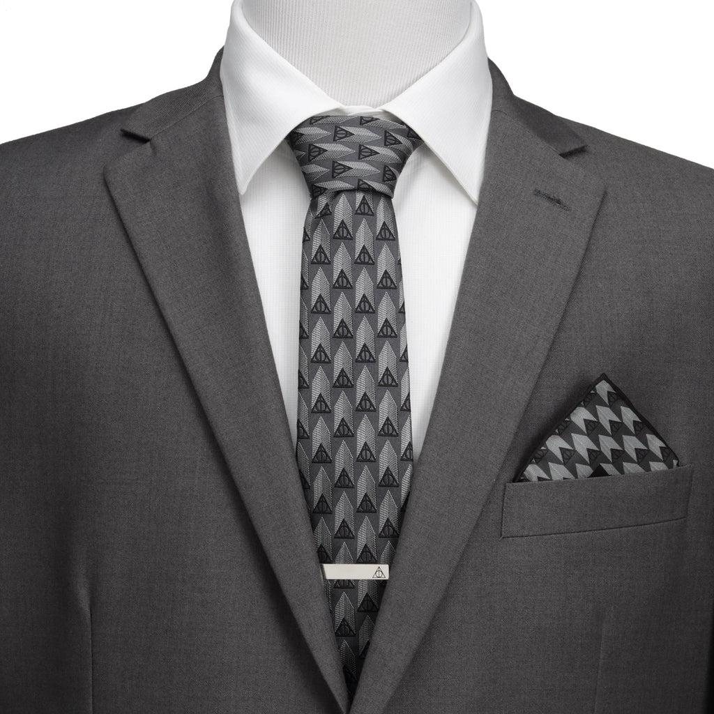 Harry Potter Deathly Hallows Symbol Silk Tie in Gray - Image 2