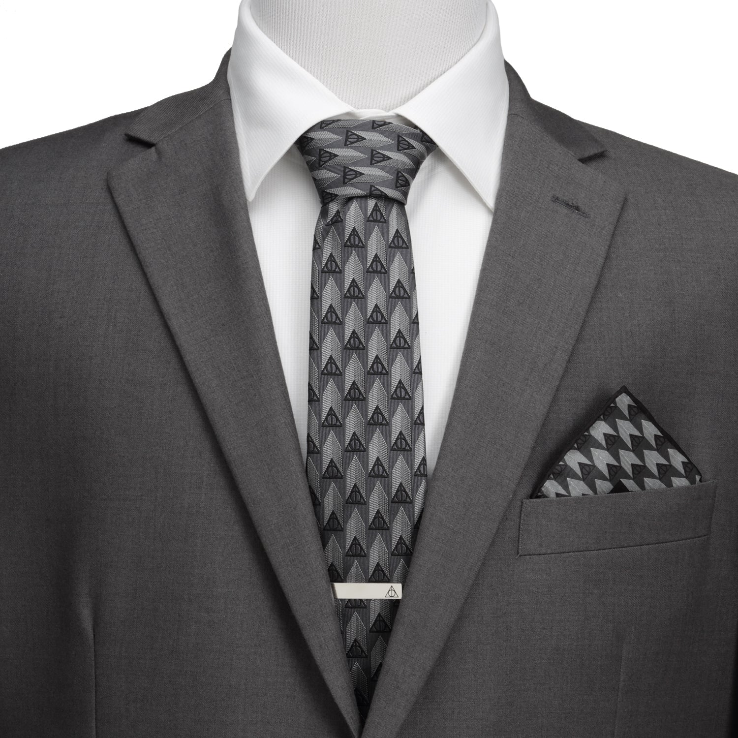 Harry Potter Deathly Hallows Symbol Silk Tie in Gray - Image 2