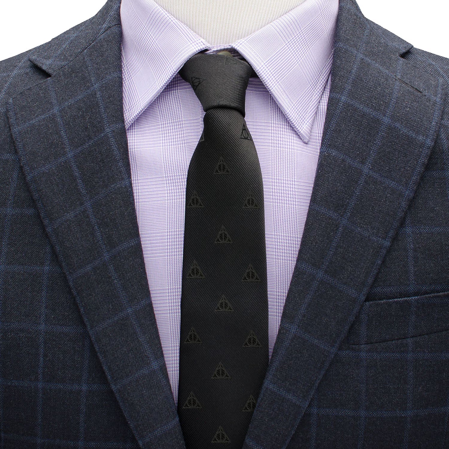 Harry Potter Deathly Hallows Silk Necktie in Monochromatic Black - Image 2