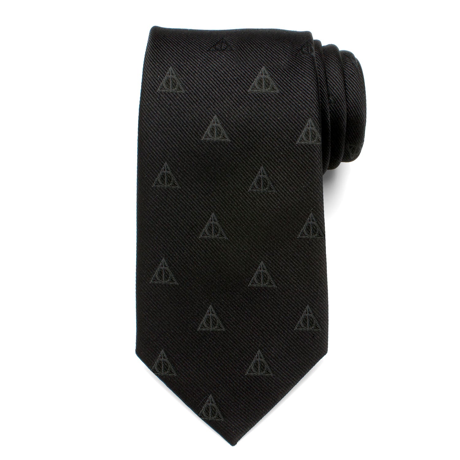 Harry Potter Deathly Hallows Silk Necktie in Monochromatic Black - Image 3