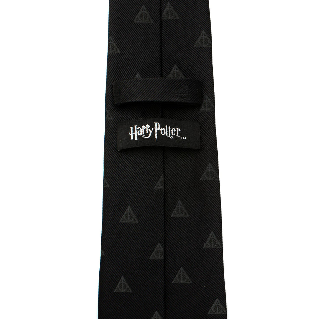 Harry Potter Deathly Hallows Silk Necktie in Monochromatic Black - Image 4