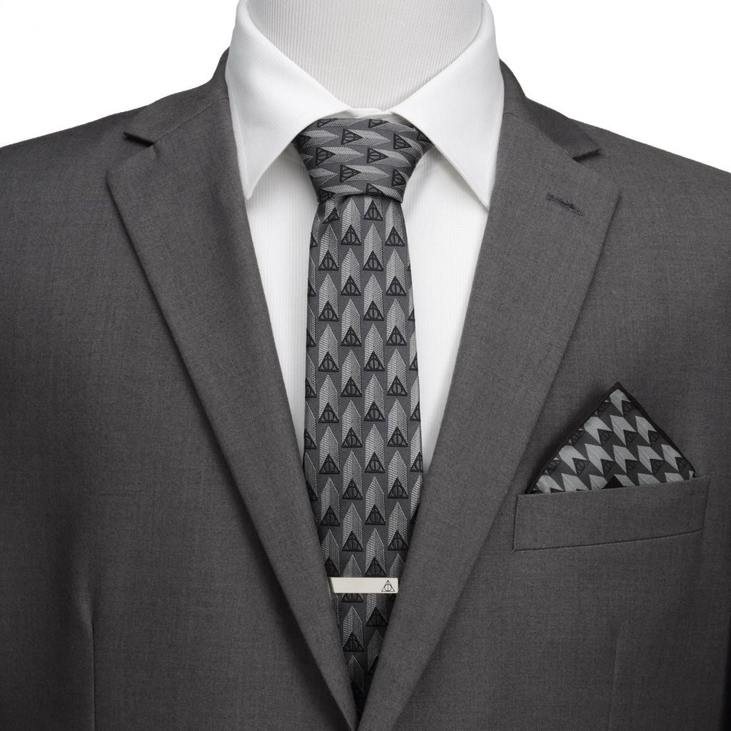 Harry Potter Deathly Hallows Gray Necktie Gift Set for Men - Image 4