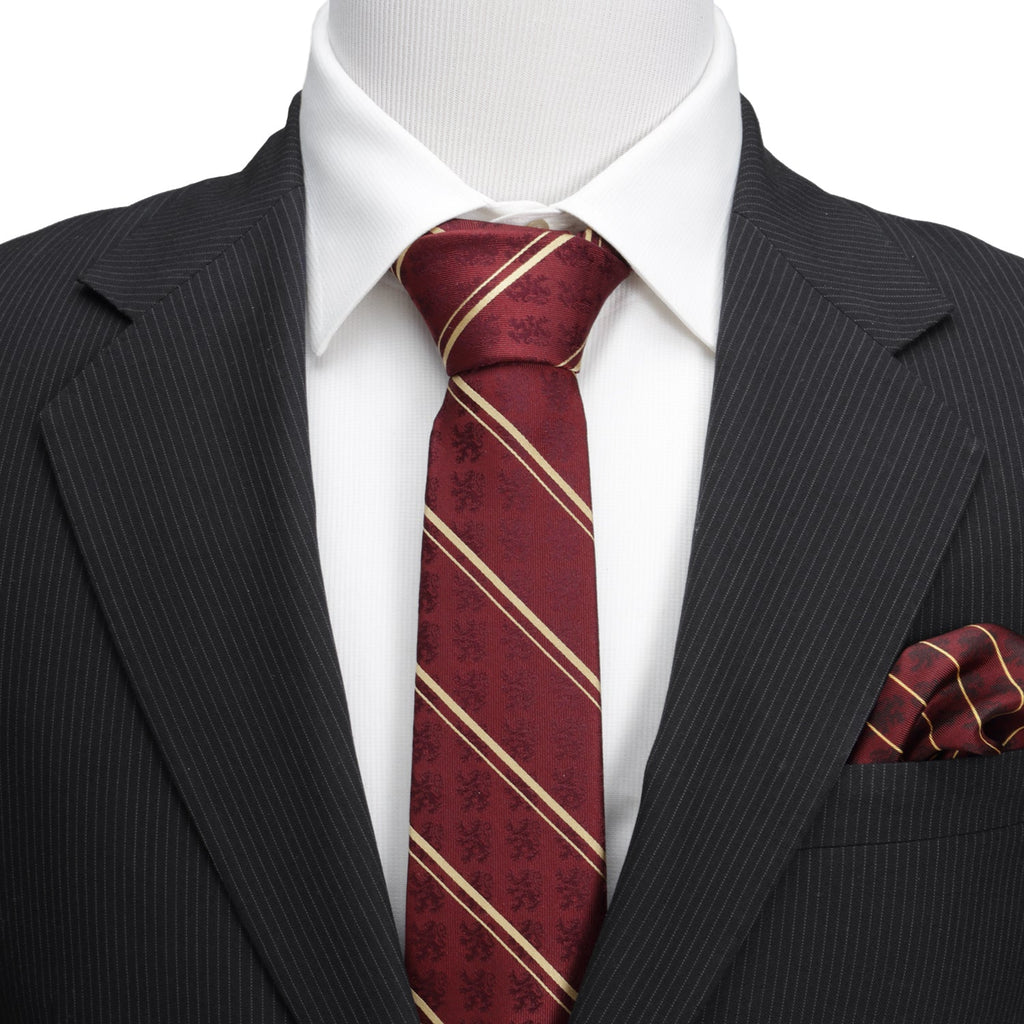 Harry Potter Gryffindor Maroon and Gold Stripe Silk Necktie - Image 2