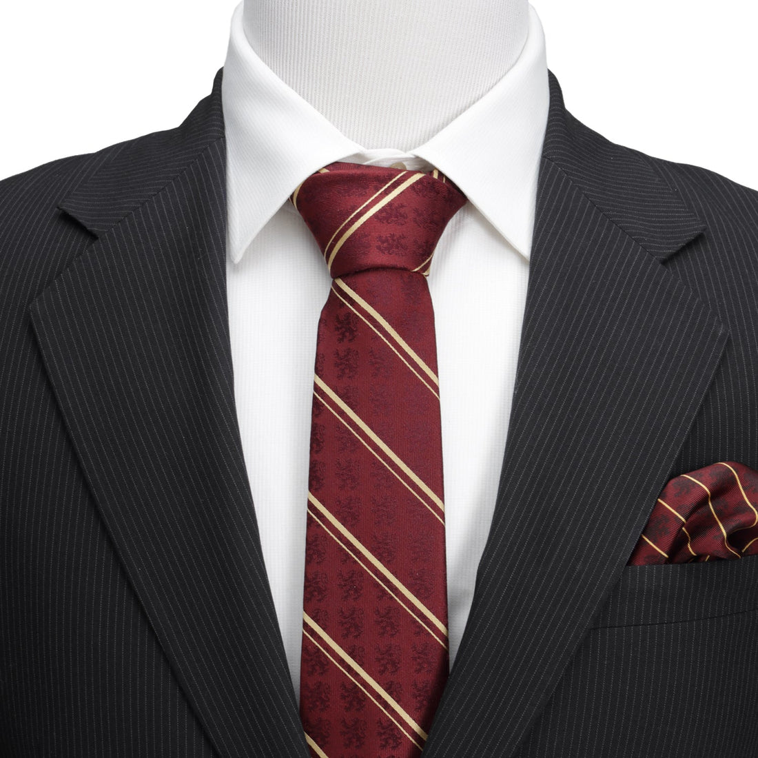 Harry Potter Gryffindor Maroon and Gold Stripe Silk Necktie - Image 2