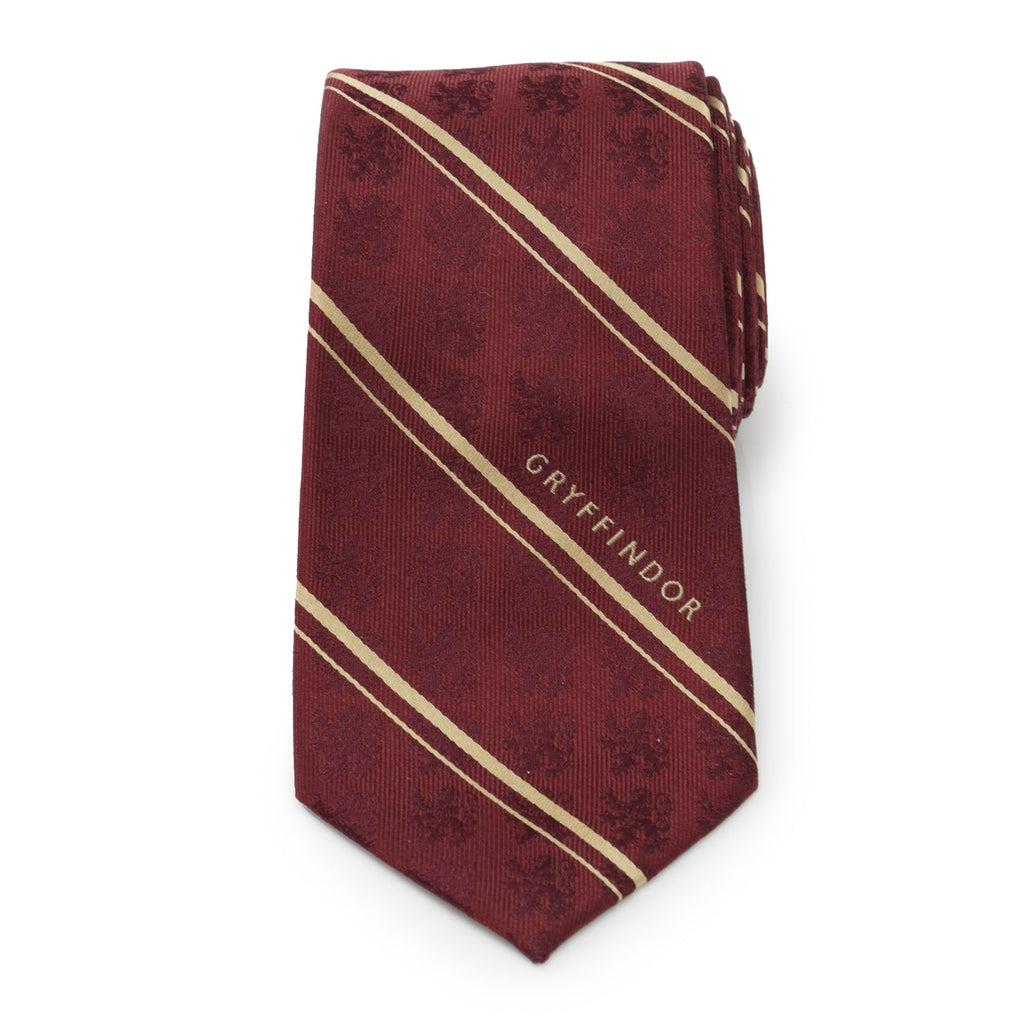 Harry Potter Gryffindor Maroon and Gold Stripe Silk Necktie - Image 3