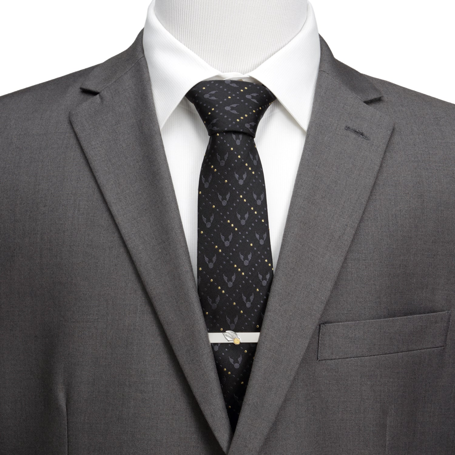 Harry Potter Golden Snitch Silk Necktie in Black and Gold - Image 2