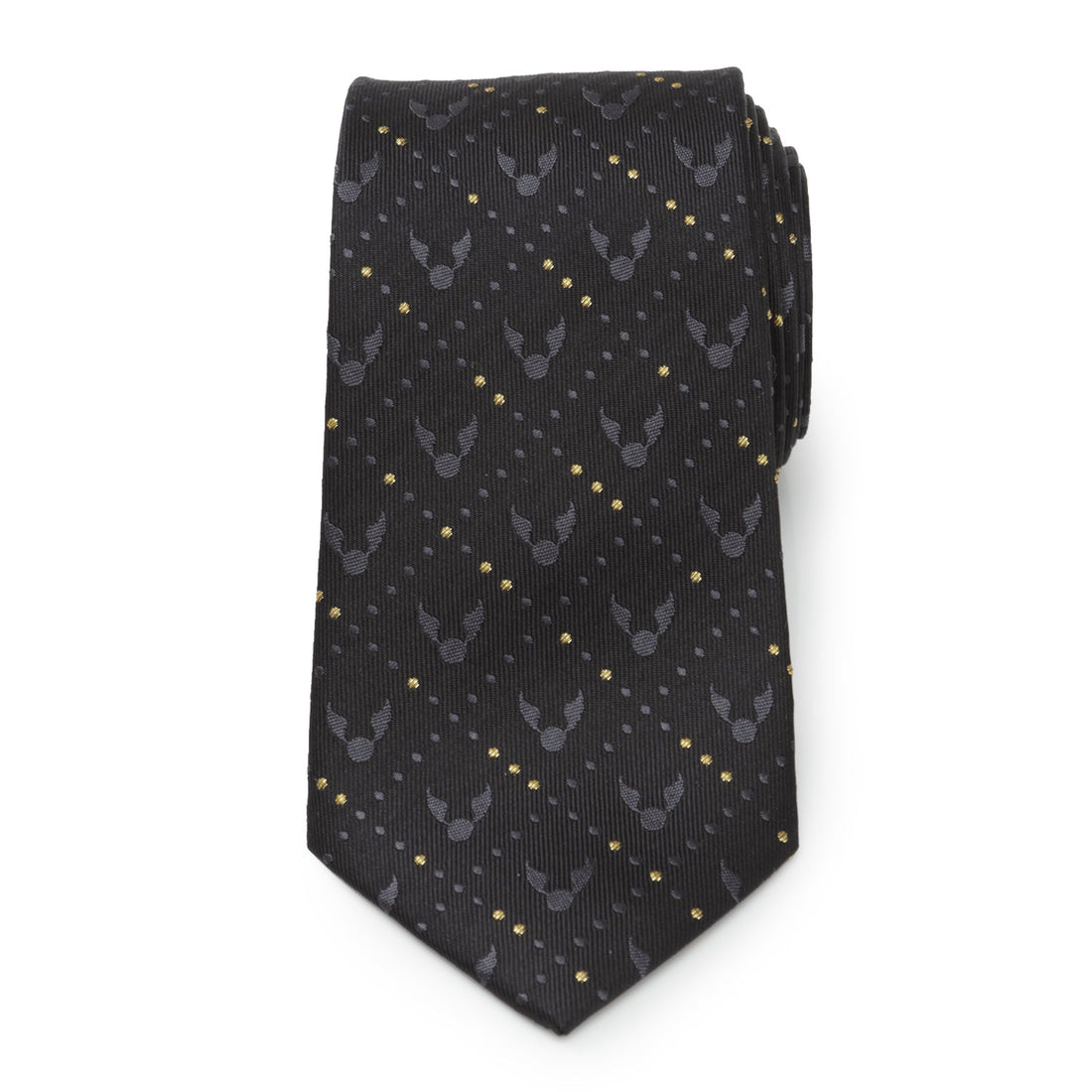 Harry Potter Golden Snitch Silk Necktie in Black and Gold - Image 3