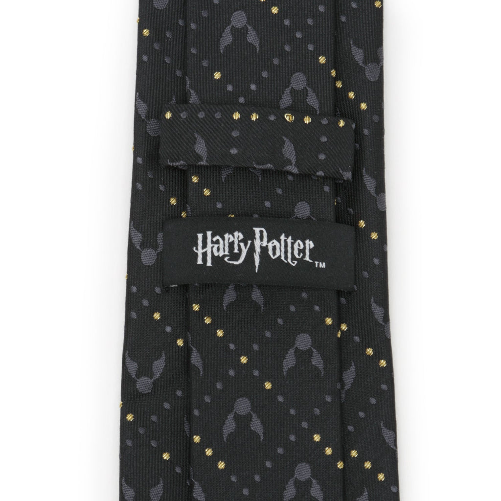 Harry Potter Golden Snitch Silk Necktie in Black and Gold - Image 4
