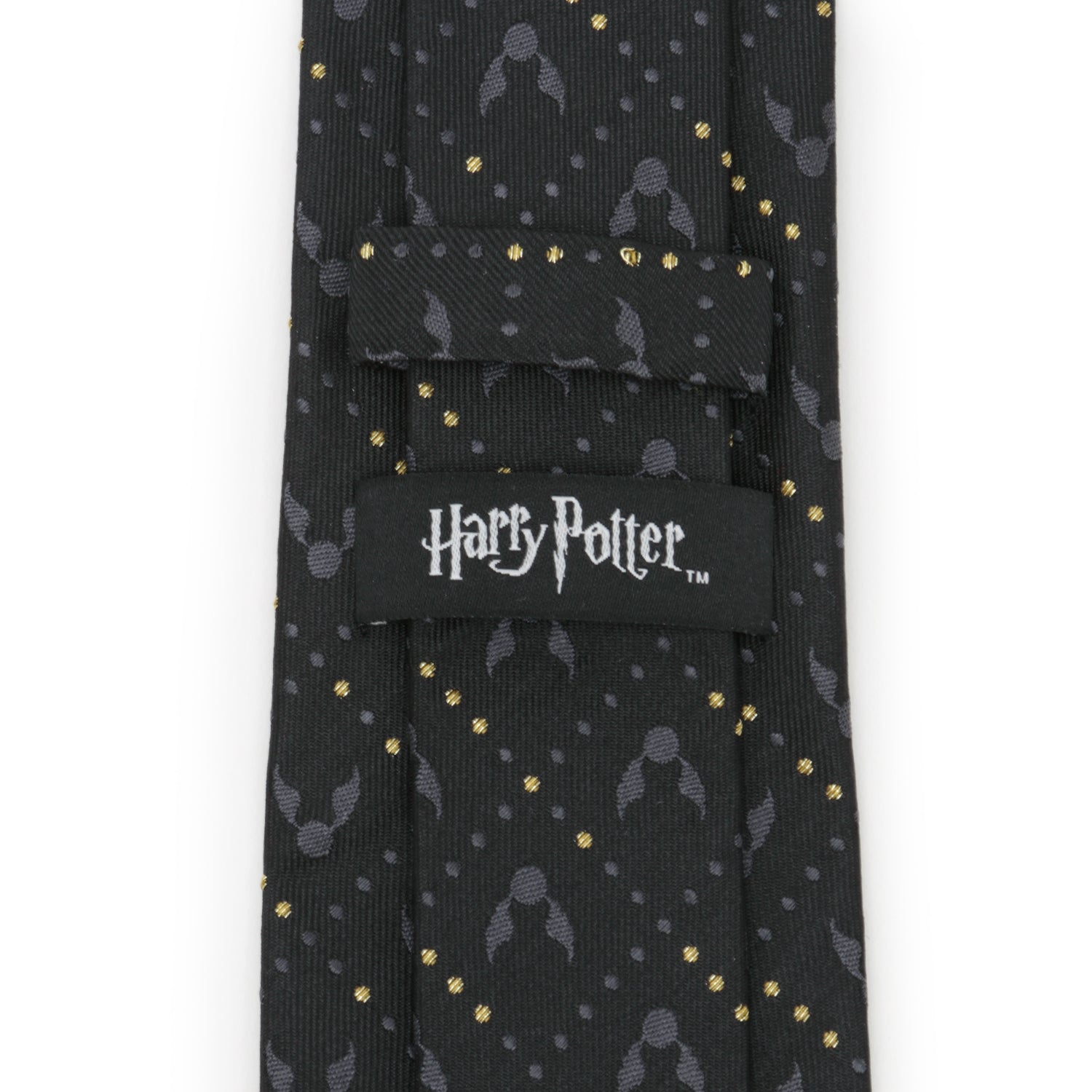 Harry Potter Golden Snitch Silk Necktie in Black and Gold - Image 4