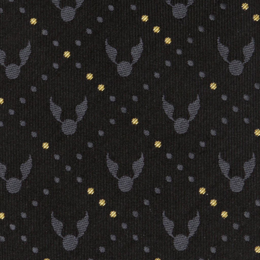 Harry Potter Golden Snitch Silk Necktie in Black and Gold - Image 5
