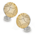 Harry Potter Golden Snitch locket cufflinks showing the closed gold snitch design and the open locket revealing the Deathly Hallows symbol.
