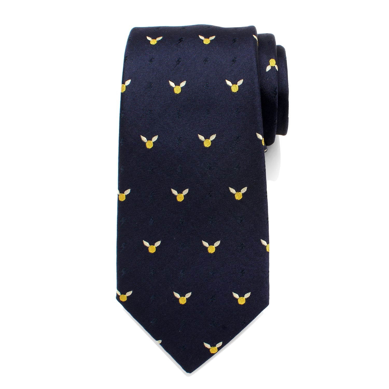 Harry Potter Golden Snitch Navy Blue Silk Necktie - Image 3