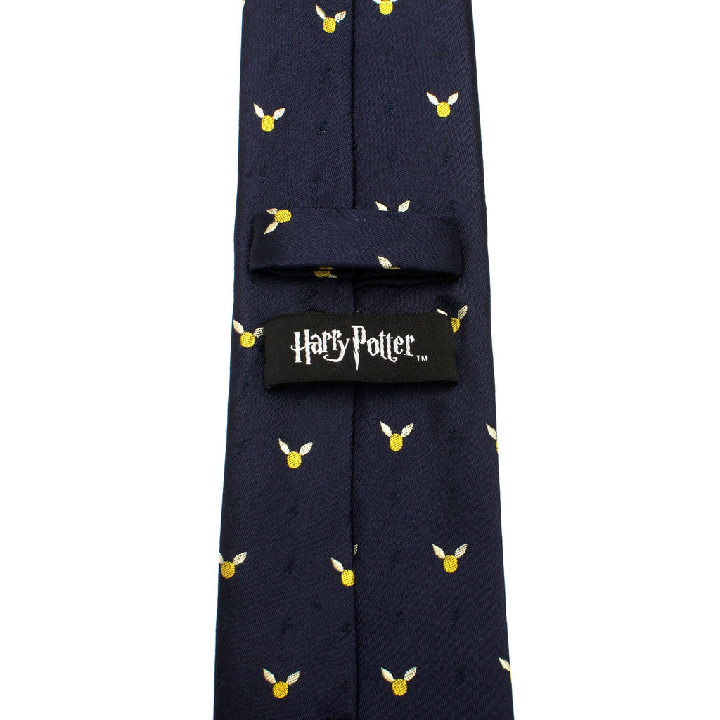 Harry Potter Golden Snitch Navy Blue Silk Necktie - Image 4