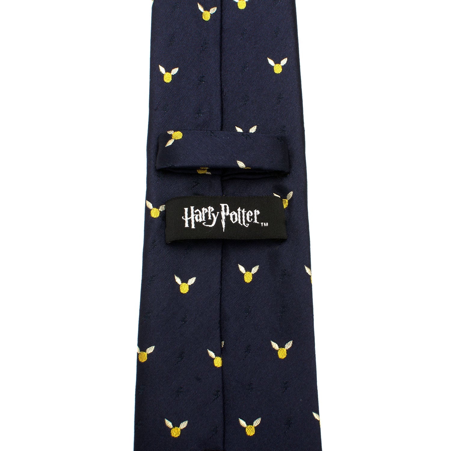 Harry Potter Golden Snitch Navy Blue Silk Necktie - Image 4