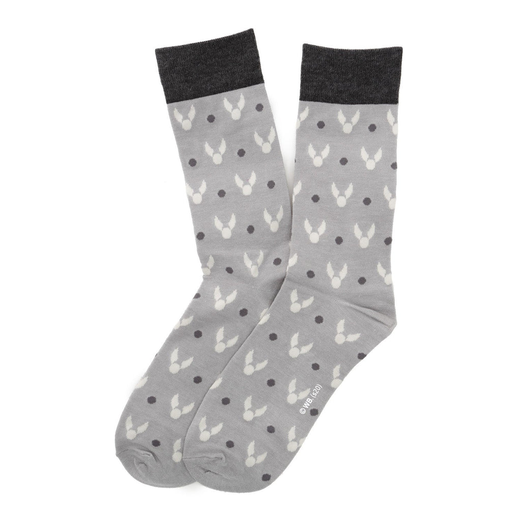 Harry Potter Golden Snitch Crew Socks in Pale Gray - Image 2