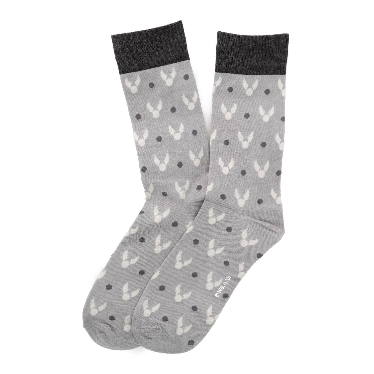 Harry Potter Golden Snitch Crew Socks in Pale Gray - Image 2