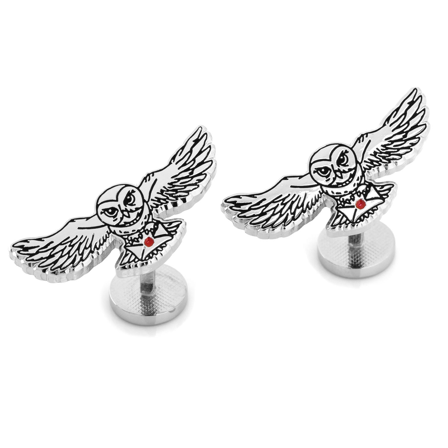 Harry Potter Hedwig Owl Cufflinks in Silver Plated Metal - Image 2