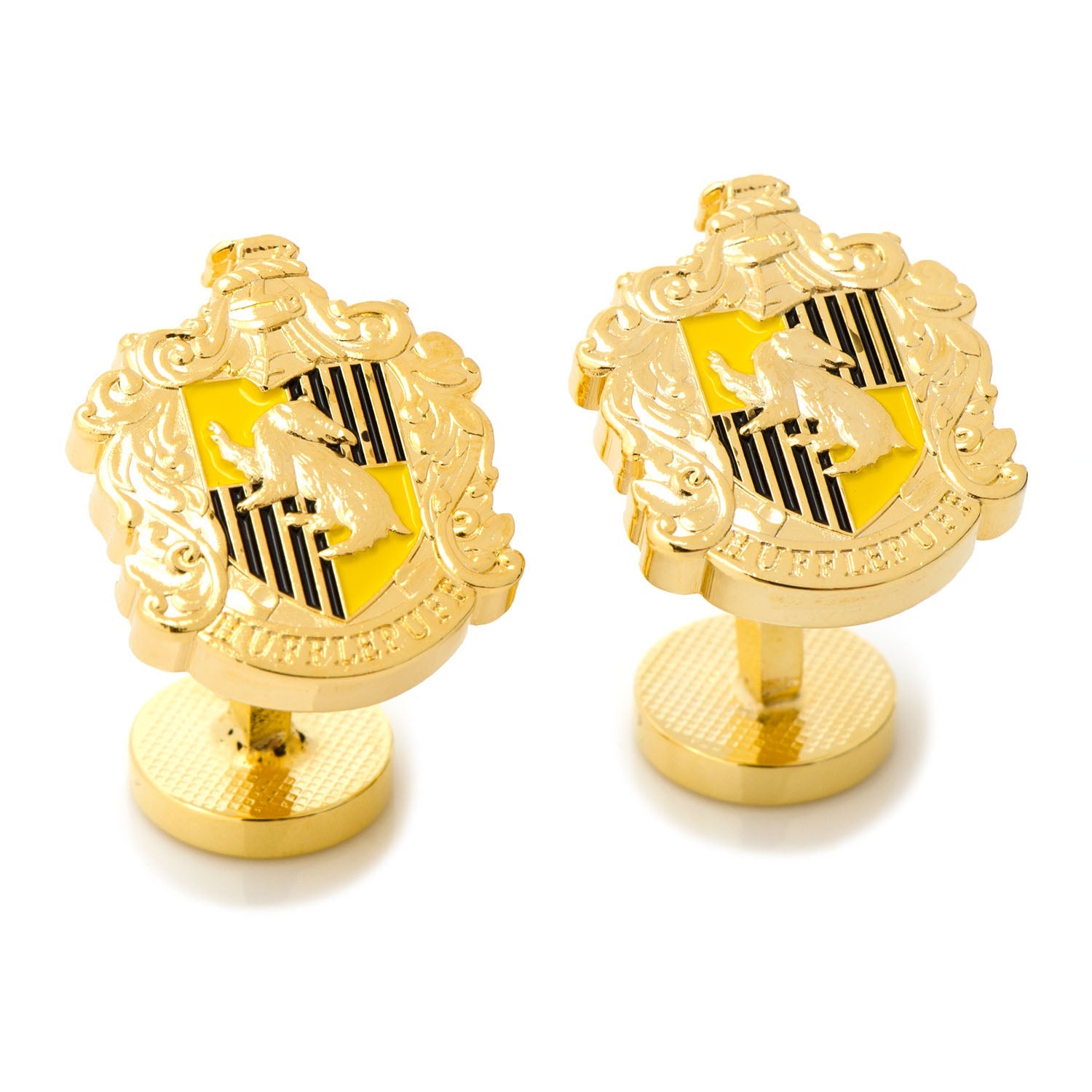 Harry Potter Hufflepuff House Crest Gold Tone Cufflinks - Image 2
