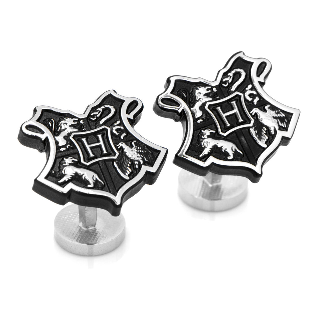 Harry Potter Hogwarts Crest Cufflinks in Black and Silver - Image 2