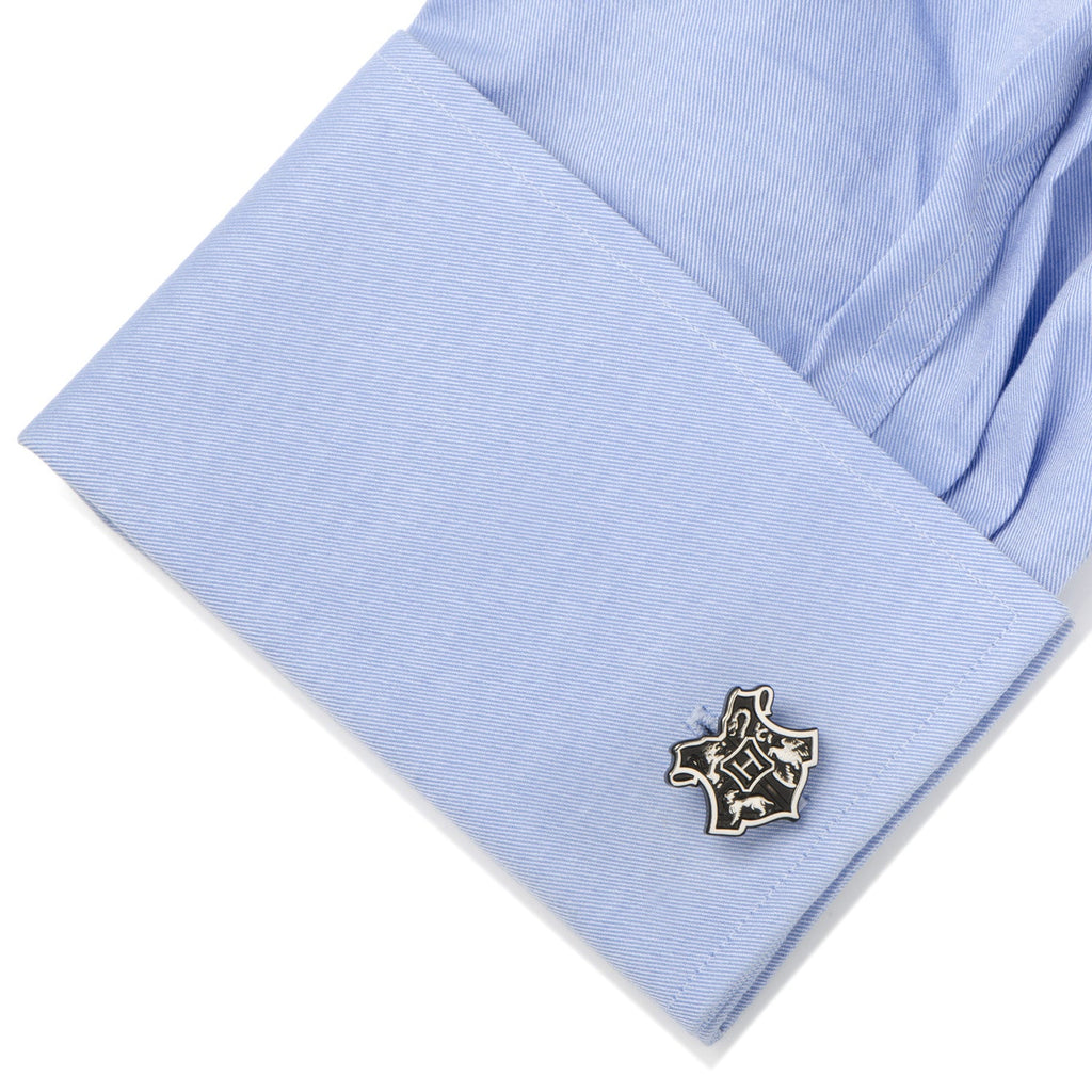 Harry Potter Hogwarts Crest Cufflinks in Black and Silver - Image 3