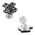A pair of Hogwarts Crest Cufflinks featuring a black and silver 3D design of the school crest.