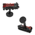 A pair of 3D Harry Potter Hogwarts Express train cufflinks in red and black enamel with silver-tone findings.