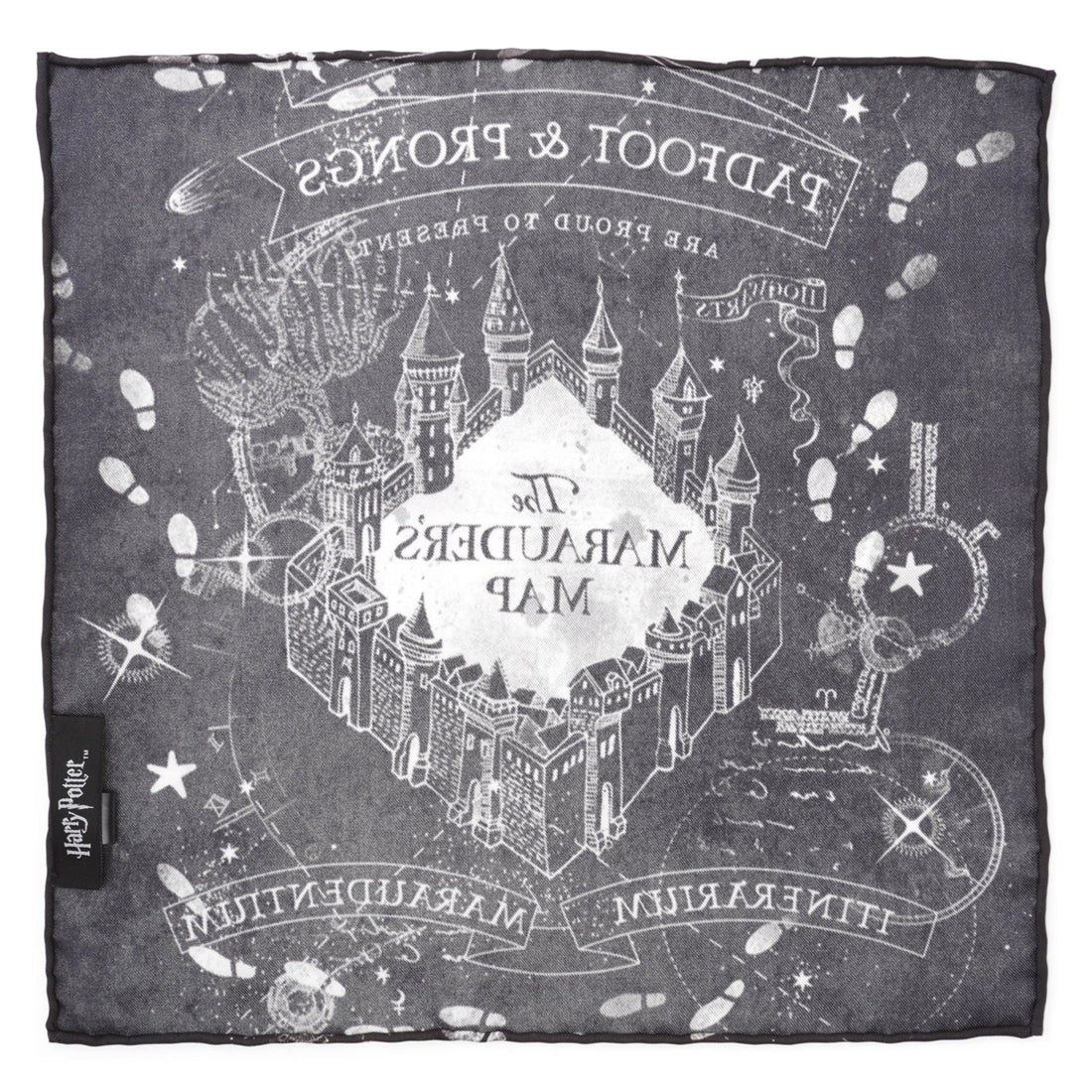 Harry Potter Marauder's Map Pocket Square in Black Silk - Image 2