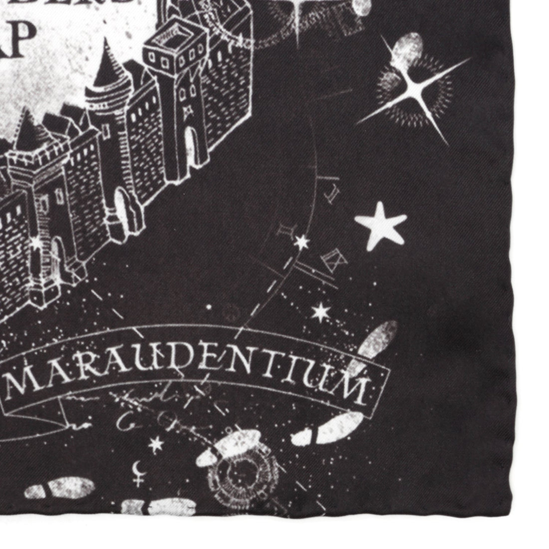 Harry Potter Marauder's Map Pocket Square in Black Silk - Image 3